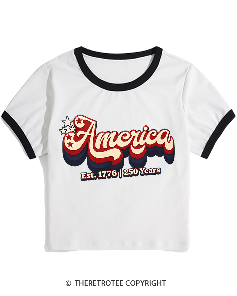 TheRetroTee America Est. 1776 Women's Ringer T-shirt