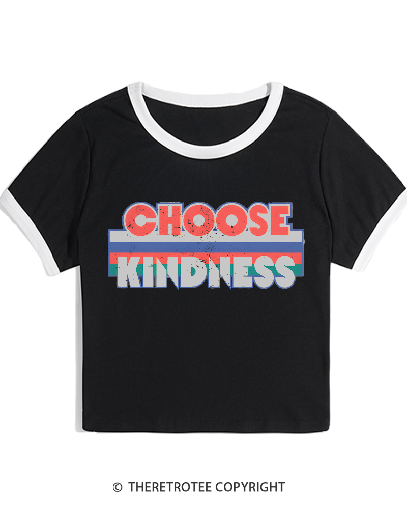 TheRetroTee Choose Kindness 1980s Women's Ringer T-shirt