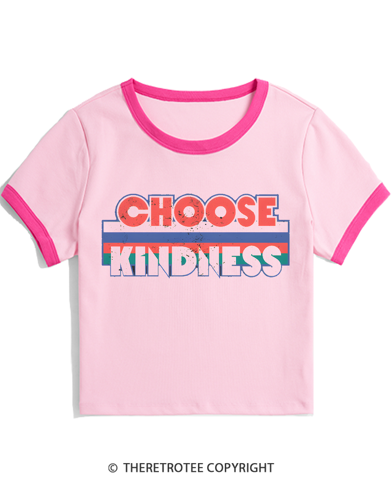 TheRetroTee Choose Kindness 1980s Women's Ringer T-shirt