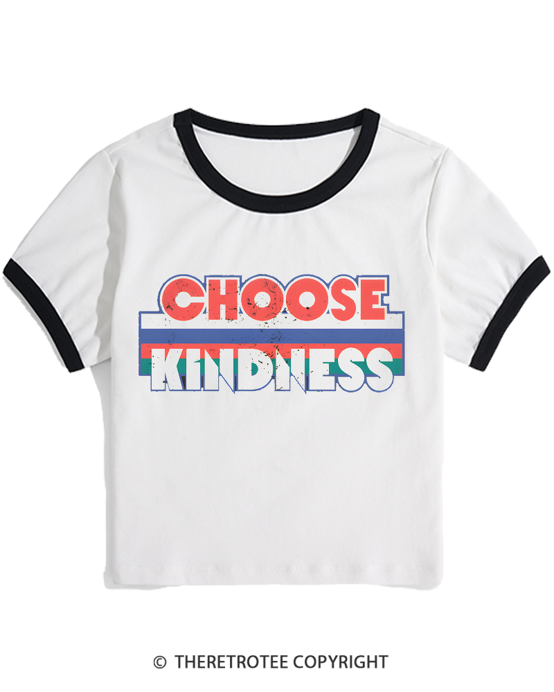 TheRetroTee Choose Kindness 1980s Women's Ringer T-shirt