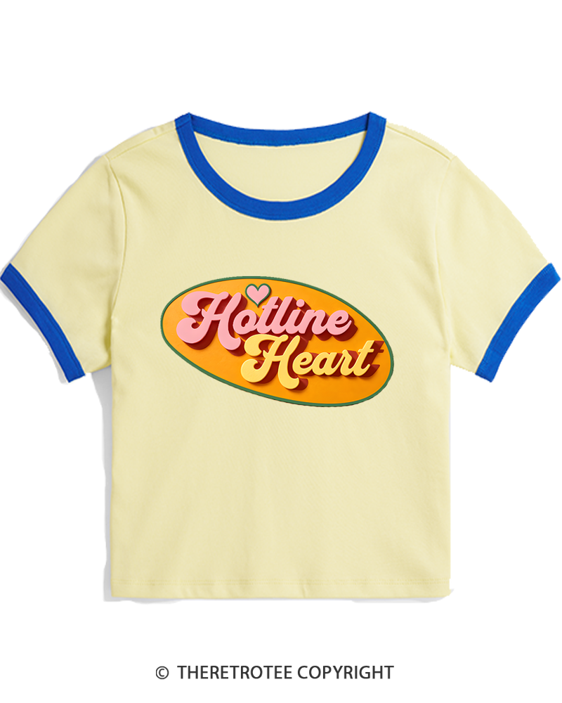 TheRetroTee Hotline Heart 1980s Women's Ringer T-shirt