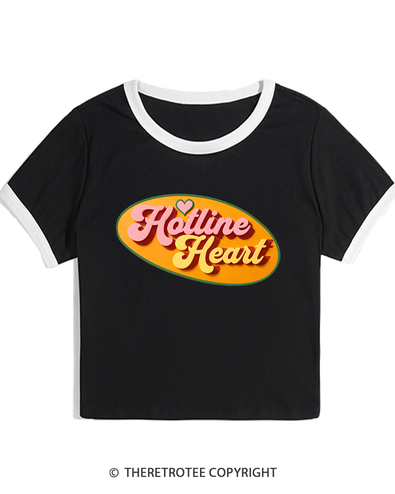 TheRetroTee Hotline Heart 1980s Women's Ringer T-shirt