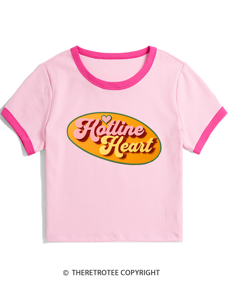 TheRetroTee Hotline Heart 1980s Women's Ringer T-shirt