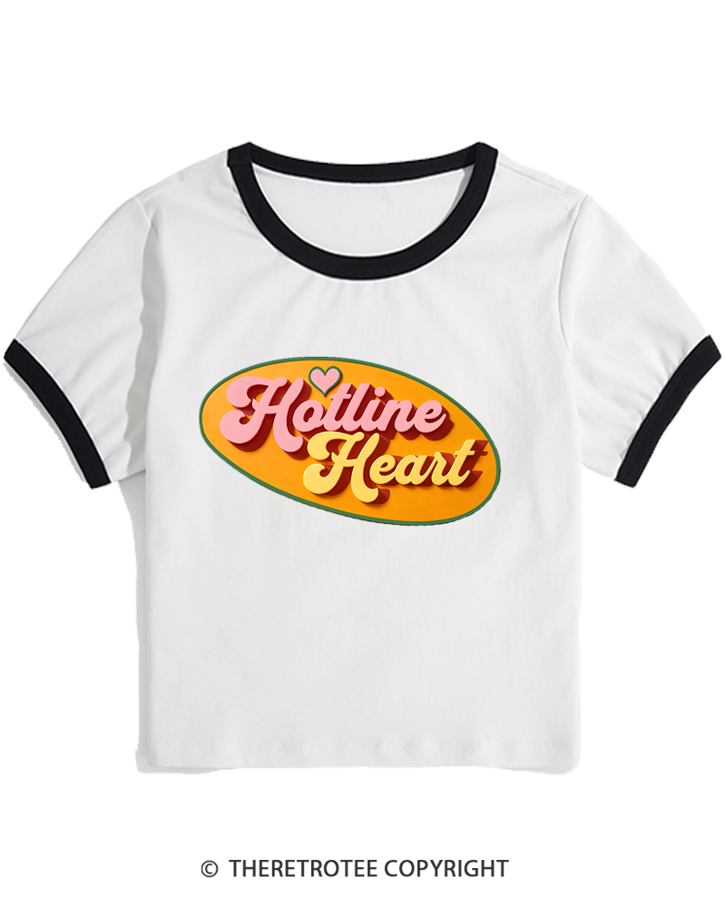 TheRetroTee Hotline Heart 1980s Women's Ringer T-shirt