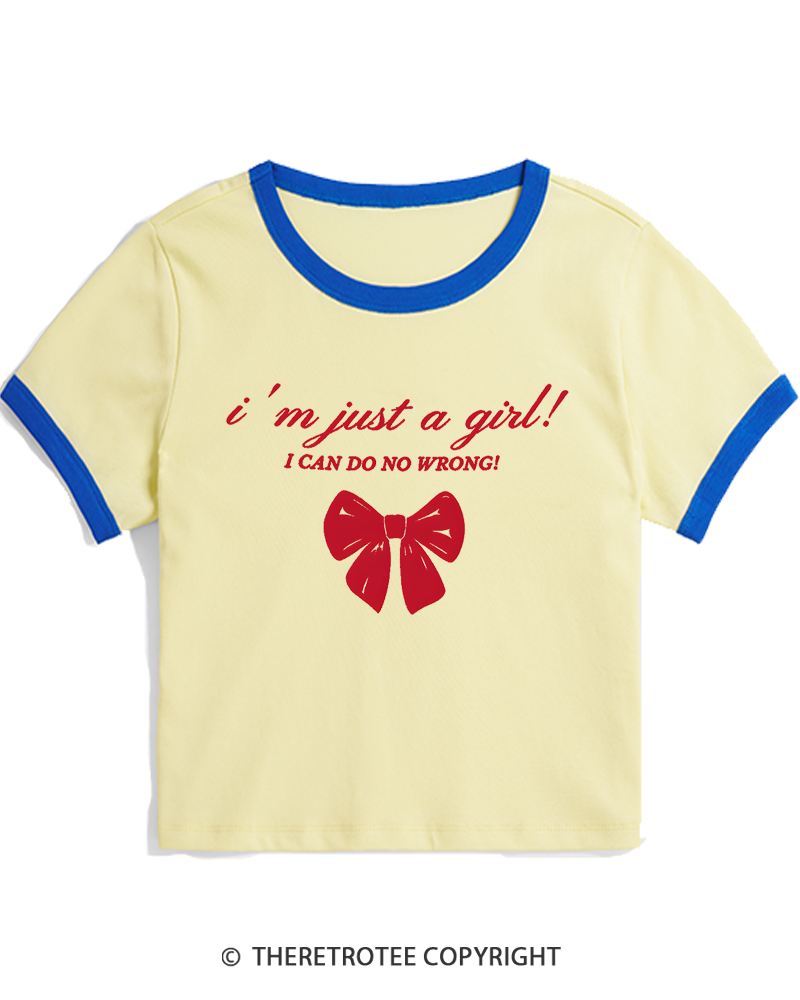 TheRetroTee I'm Just a Girl 1980s Women's Ringer T-shirt