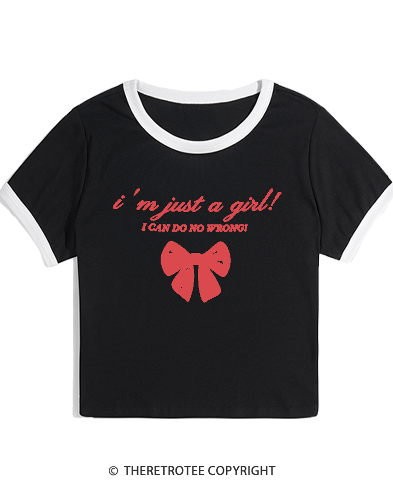 TheRetroTee I'm Just a Girl 1980s Women's Ringer T-shirt