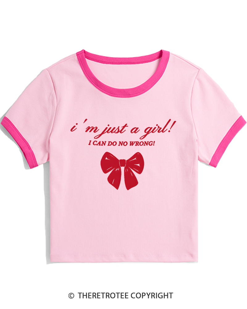 TheRetroTee I'm Just a Girl 1980s Women's Ringer T-shirt