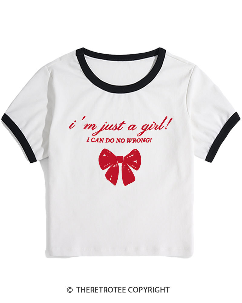 TheRetroTee I'm Just a Girl 1980s Women's Ringer T-shirt