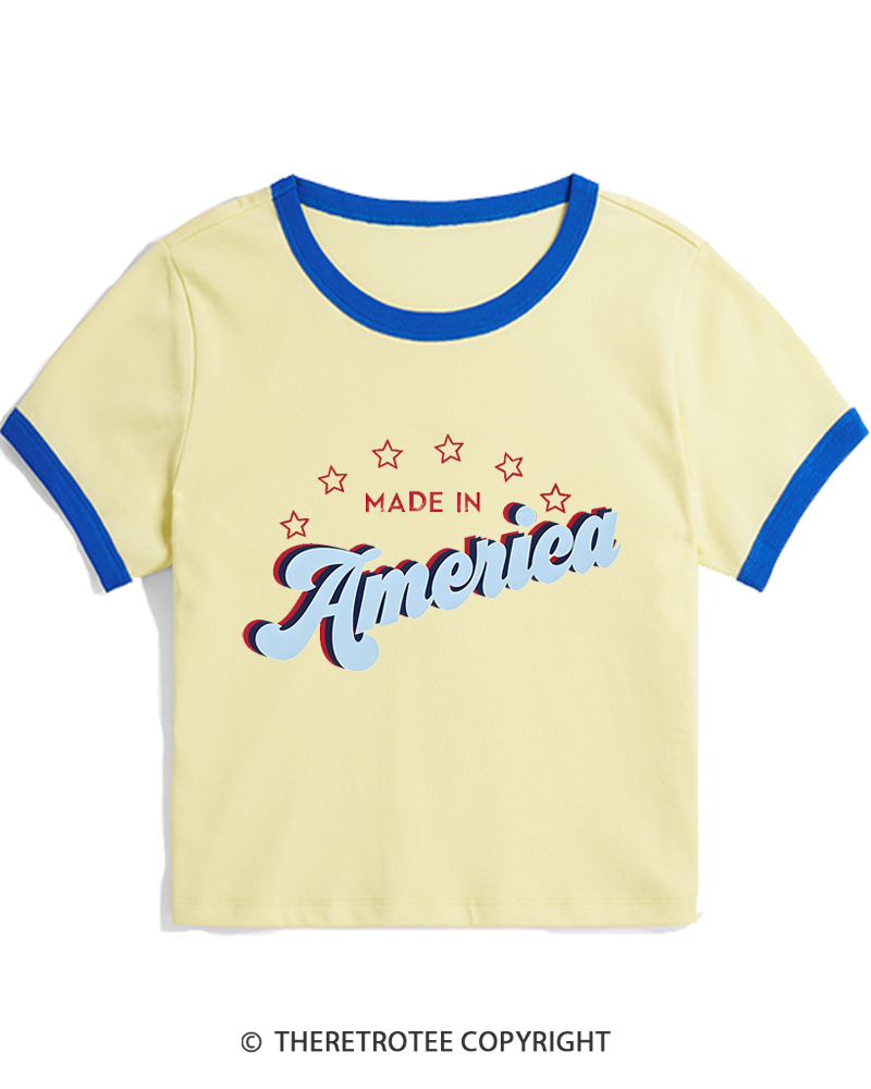 TheRetroTee Made in America 1980s Women's Ringer T-shirt