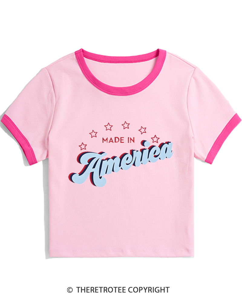 TheRetroTee Made in America 1980s Women's Ringer T-shirt