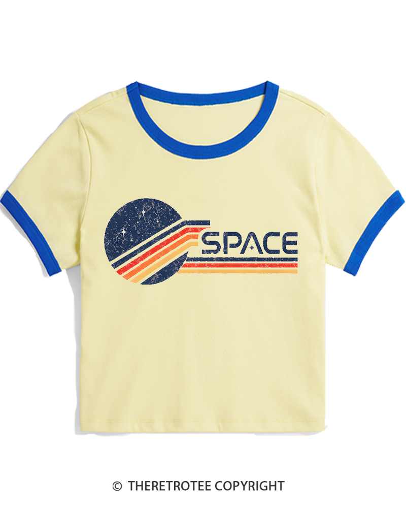 TheRetroTee Retro Space 1980s Women's Ringer T-shirt