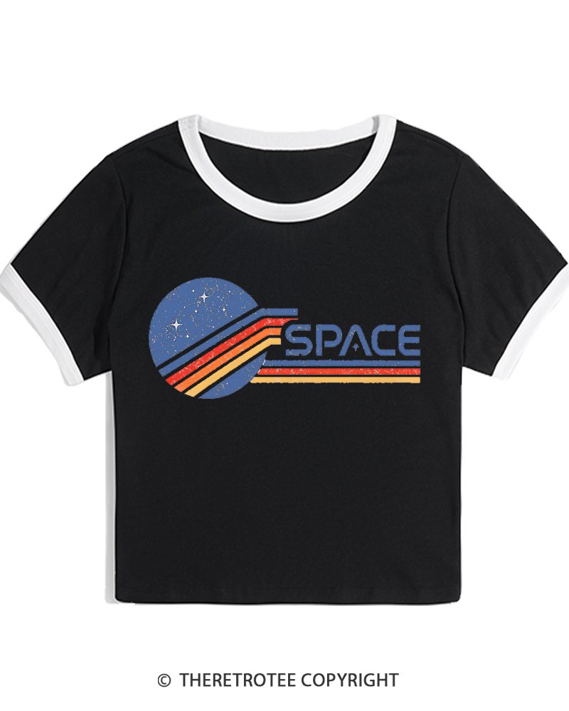 TheRetroTee Retro Space 1980s Women's Ringer T-shirt