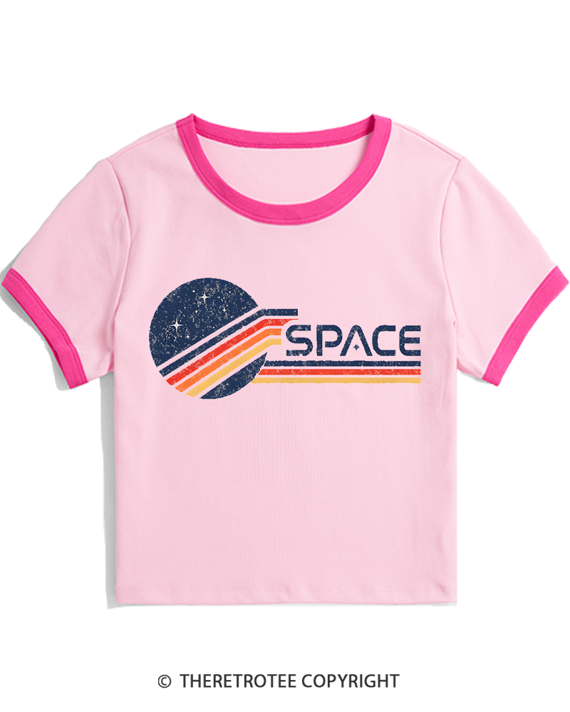 TheRetroTee Retro Space 1980s Women's Ringer T-shirt