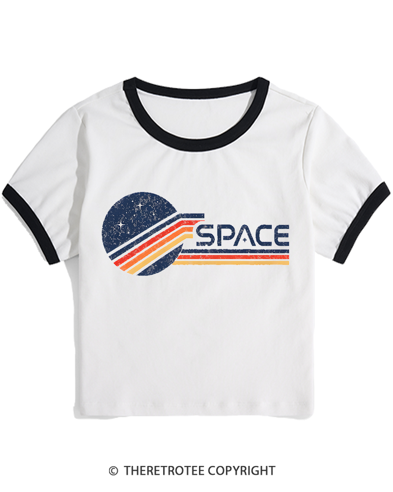 TheRetroTee Retro Space 1980s Women's Ringer T-shirt