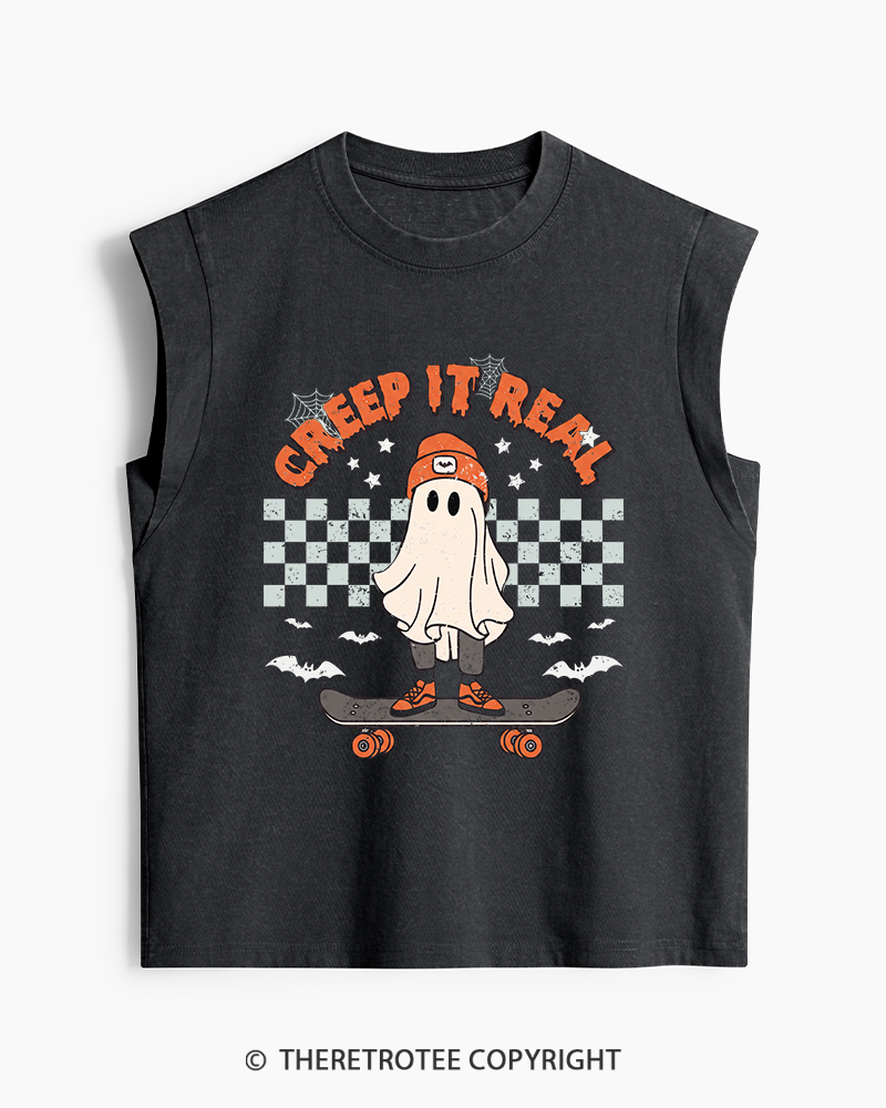 TheRetroTee Creep It Real 1990s Washed Tank Top