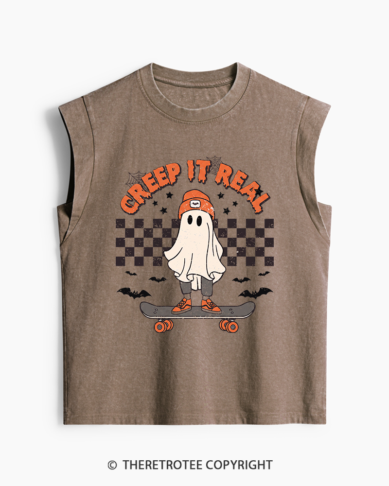 TheRetroTee Creep It Real 1990s Washed Tank Top