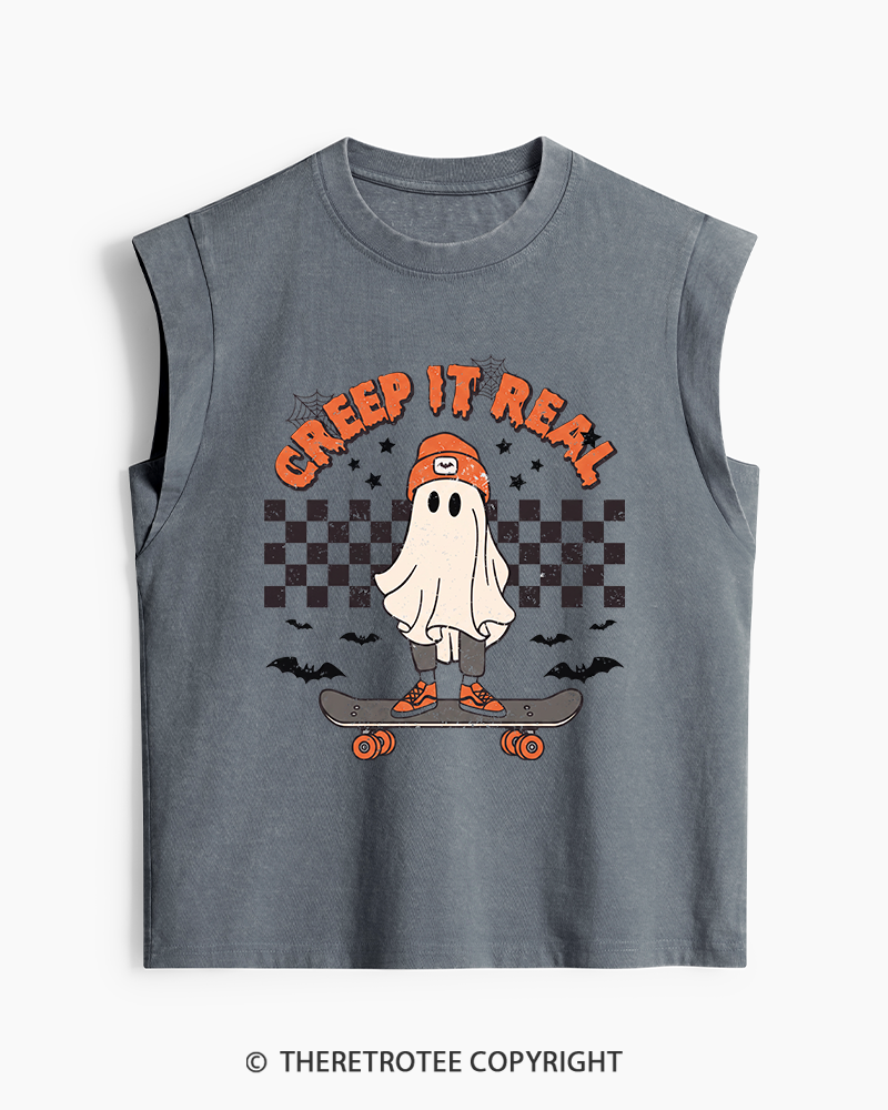 TheRetroTee Creep It Real 1990s Washed Tank Top