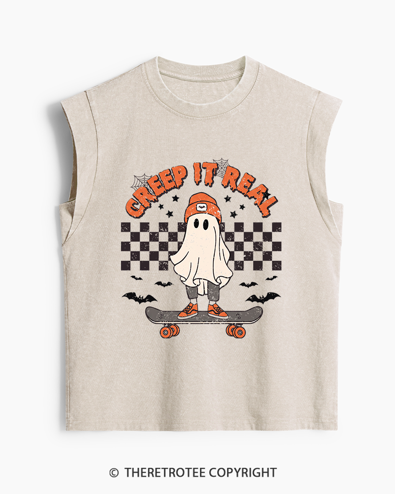 TheRetroTee Creep It Real 1990s Washed Tank Top
