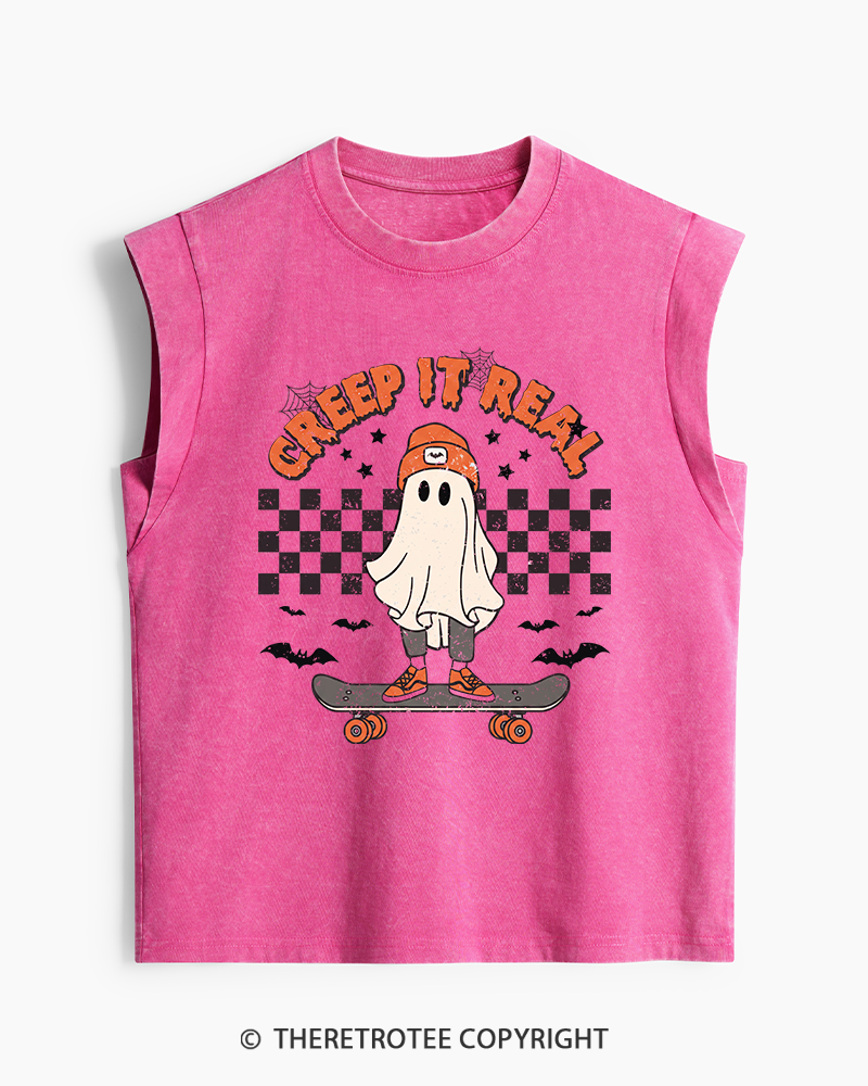 TheRetroTee Creep It Real 1990s Washed Tank Top