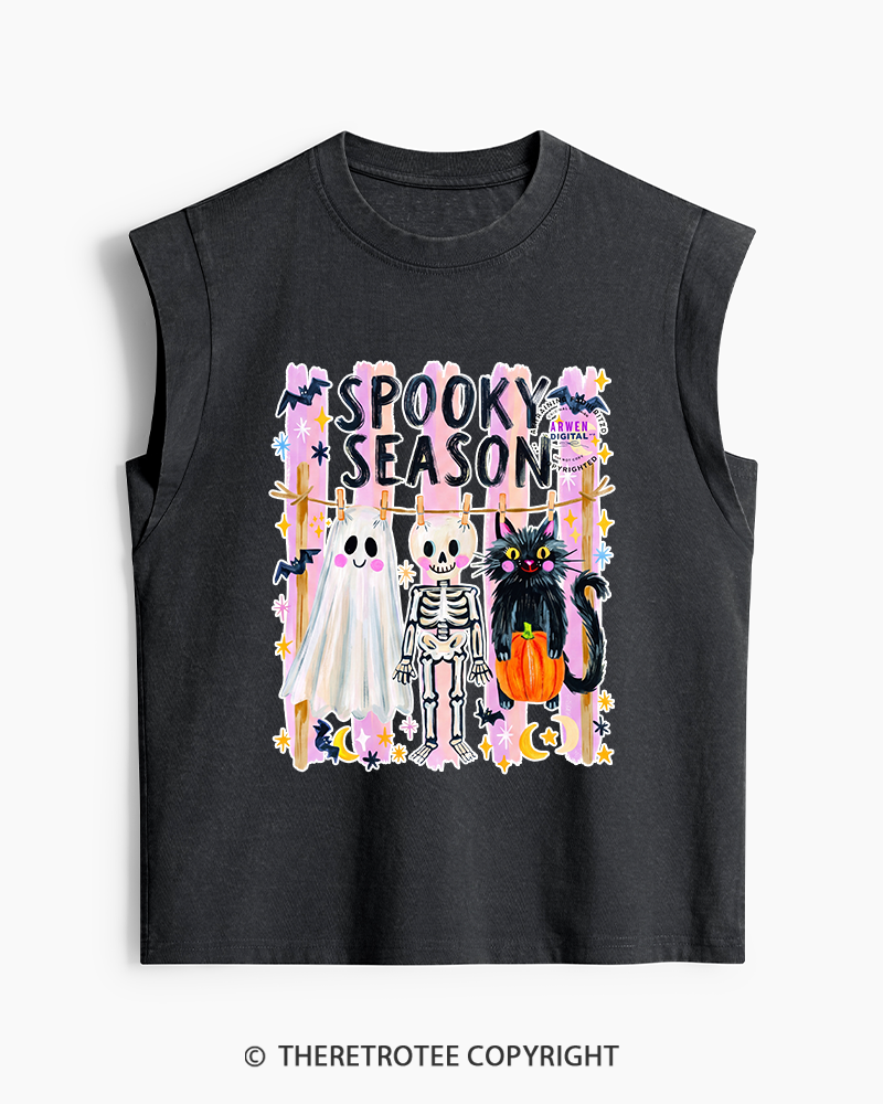 TheRetroTee Spooky Season 1990s Washed Tank Top
