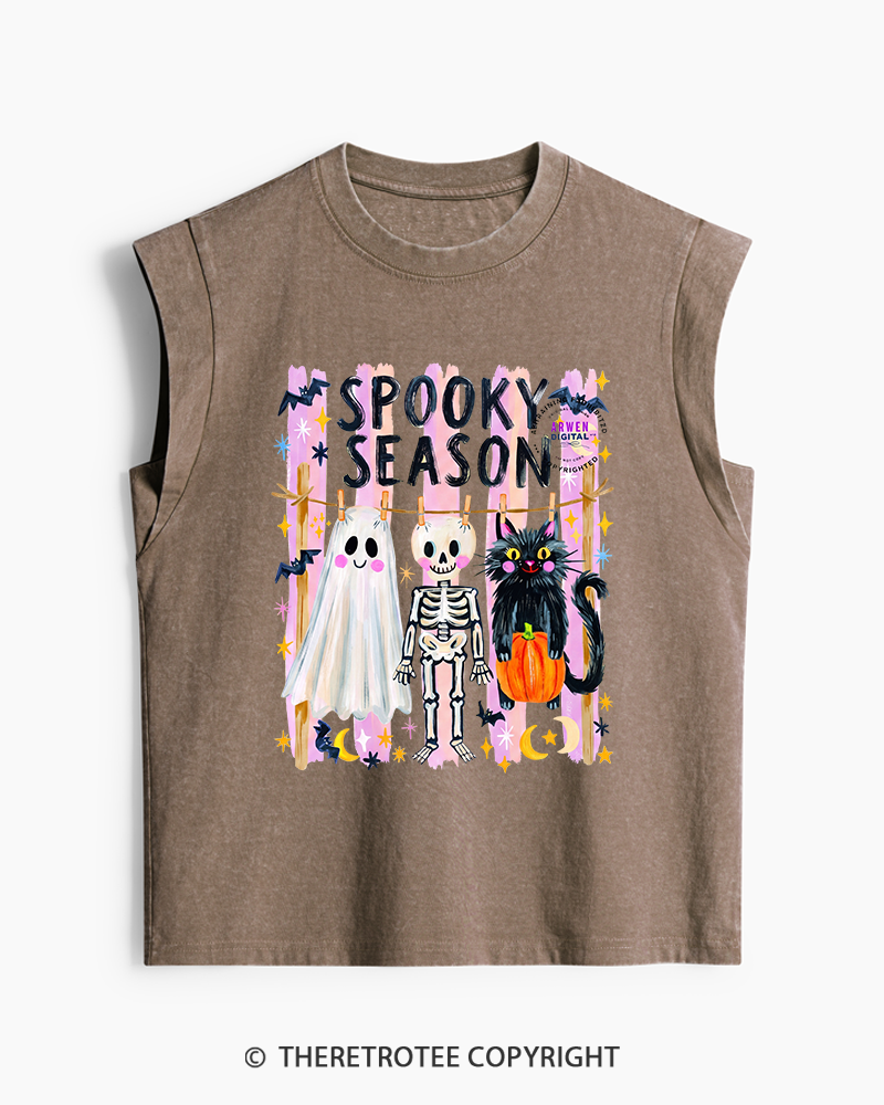 TheRetroTee Spooky Season 1990s Washed Tank Top