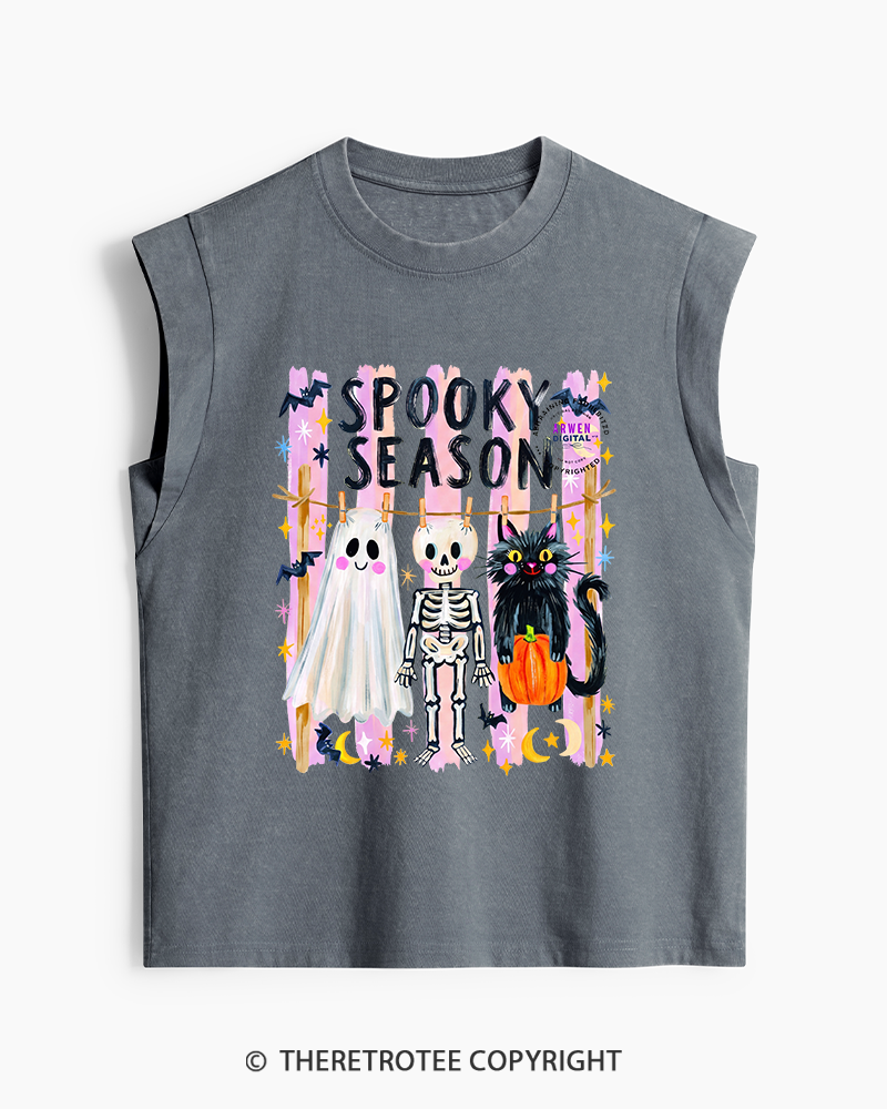 TheRetroTee Spooky Season 1990s Washed Tank Top