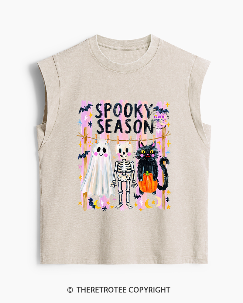 TheRetroTee Spooky Season 1990s Washed Tank Top