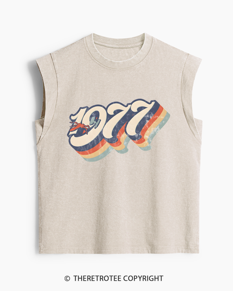 TheRetroTee 1977 Retro Dog Fight Washed Tank Top