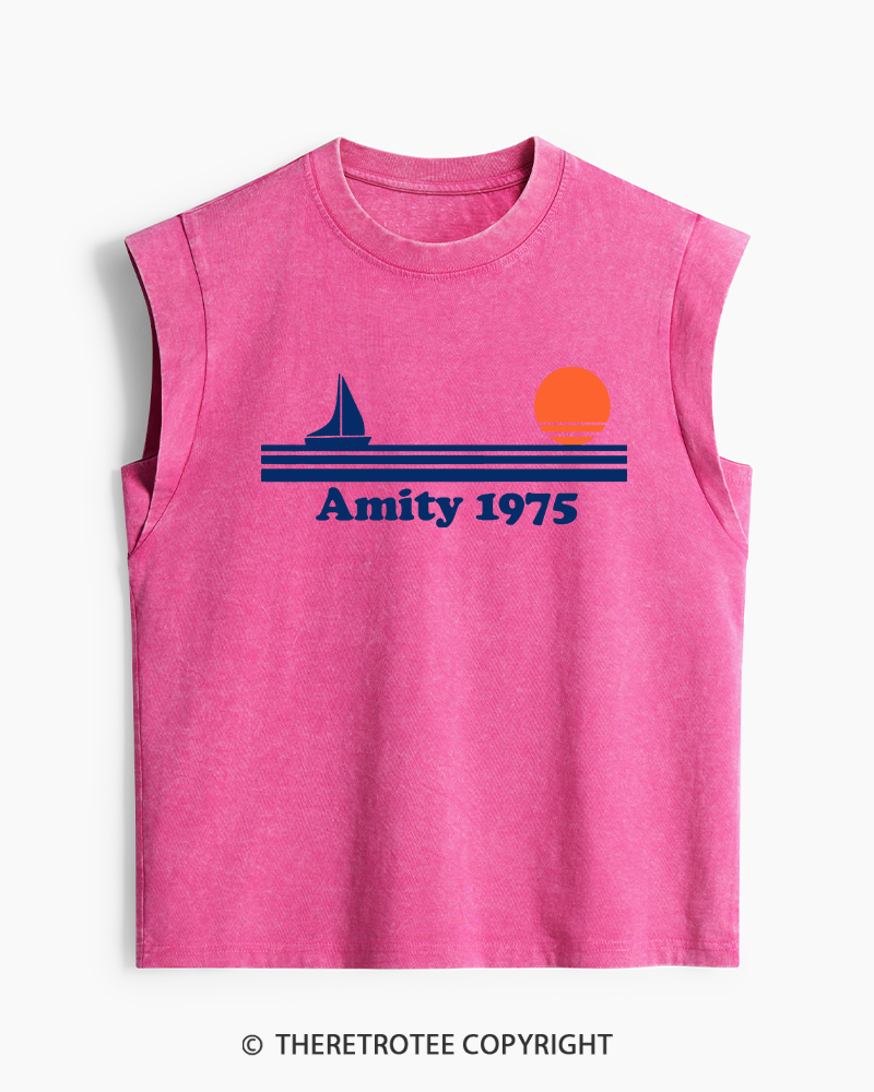 TheRetroTee Classic Stripes 1970s Washed Tank Top