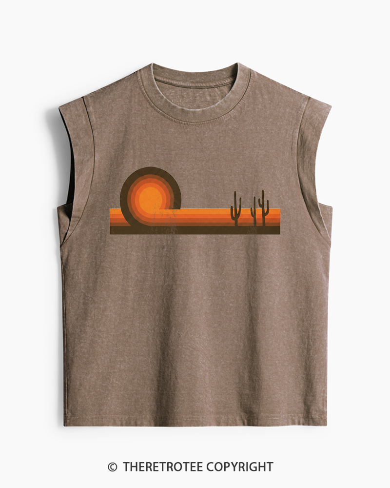 TheRetroTee Desert Horizons 1970s Washed Tank Top