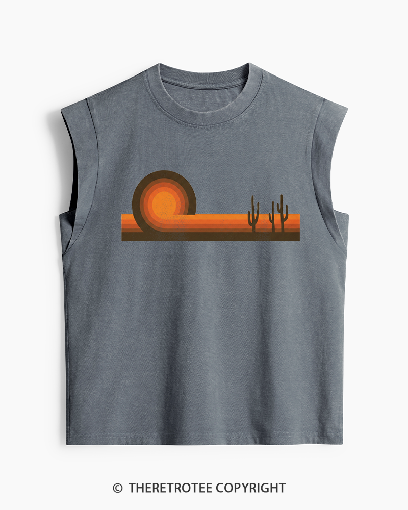 TheRetroTee Desert Horizons 1970s Washed Tank Top
