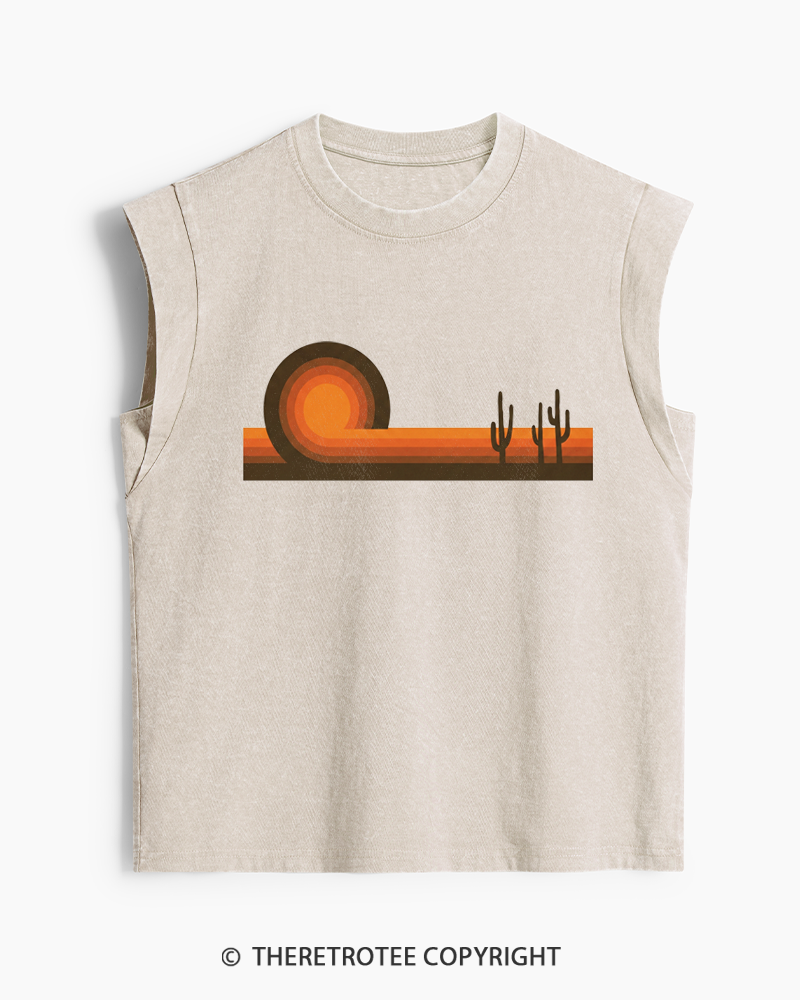 TheRetroTee Desert Horizons 1970s Washed Tank Top