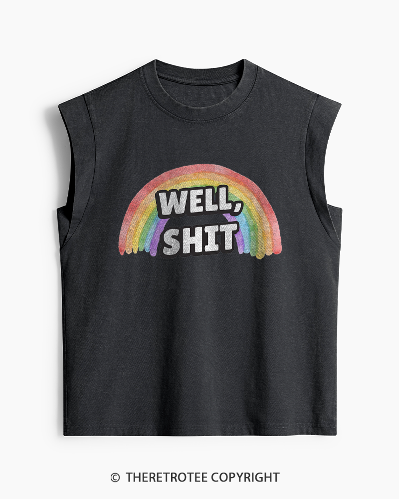 TheRetroTee Well Sht Snarky Sarcastic 1970s Washed Tank Top
