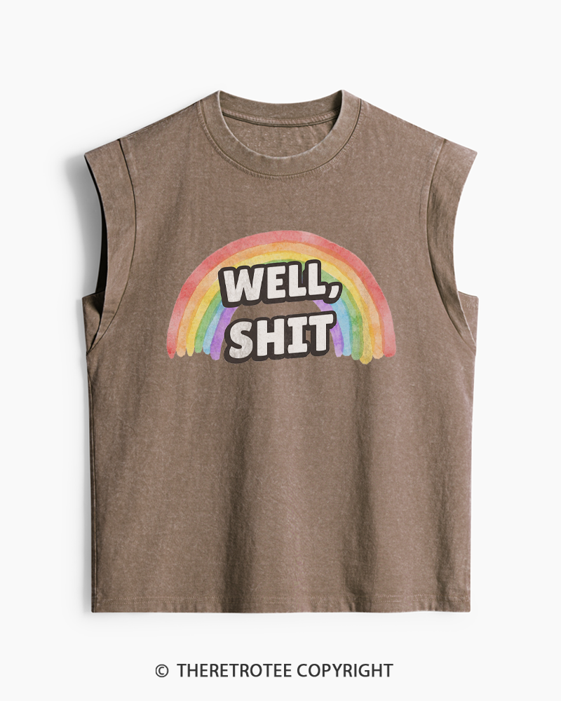 TheRetroTee Well Sht Snarky Sarcastic 1970s Washed Tank Top