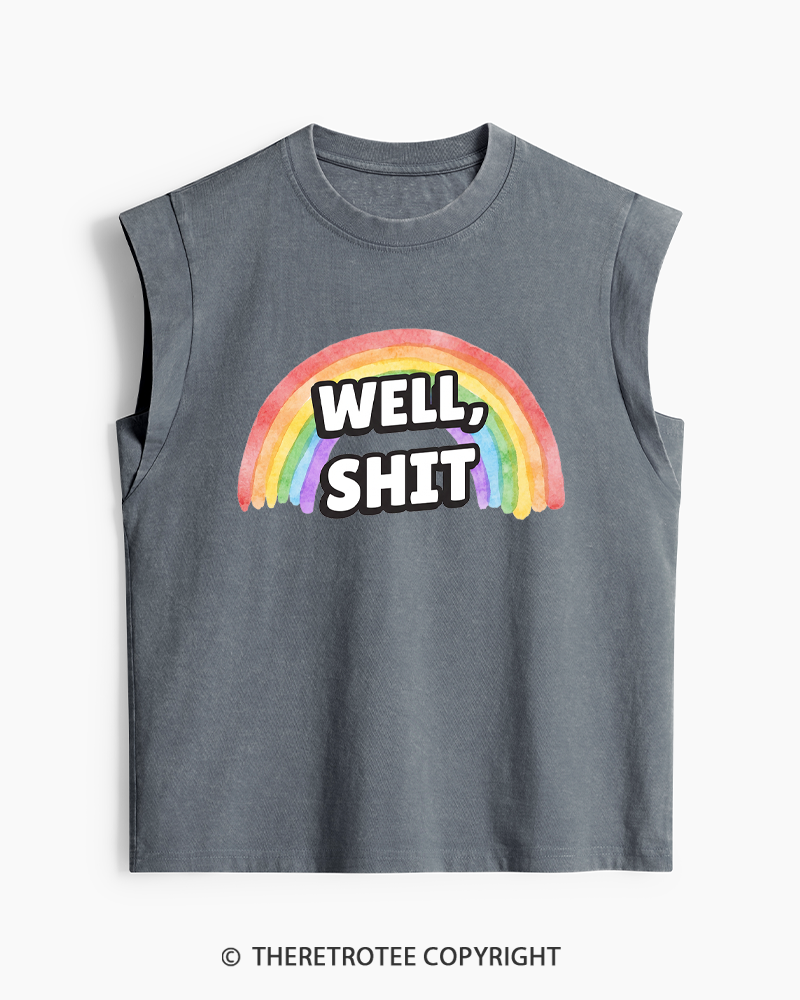 TheRetroTee Well Sht Snarky Sarcastic 1970s Washed Tank Top