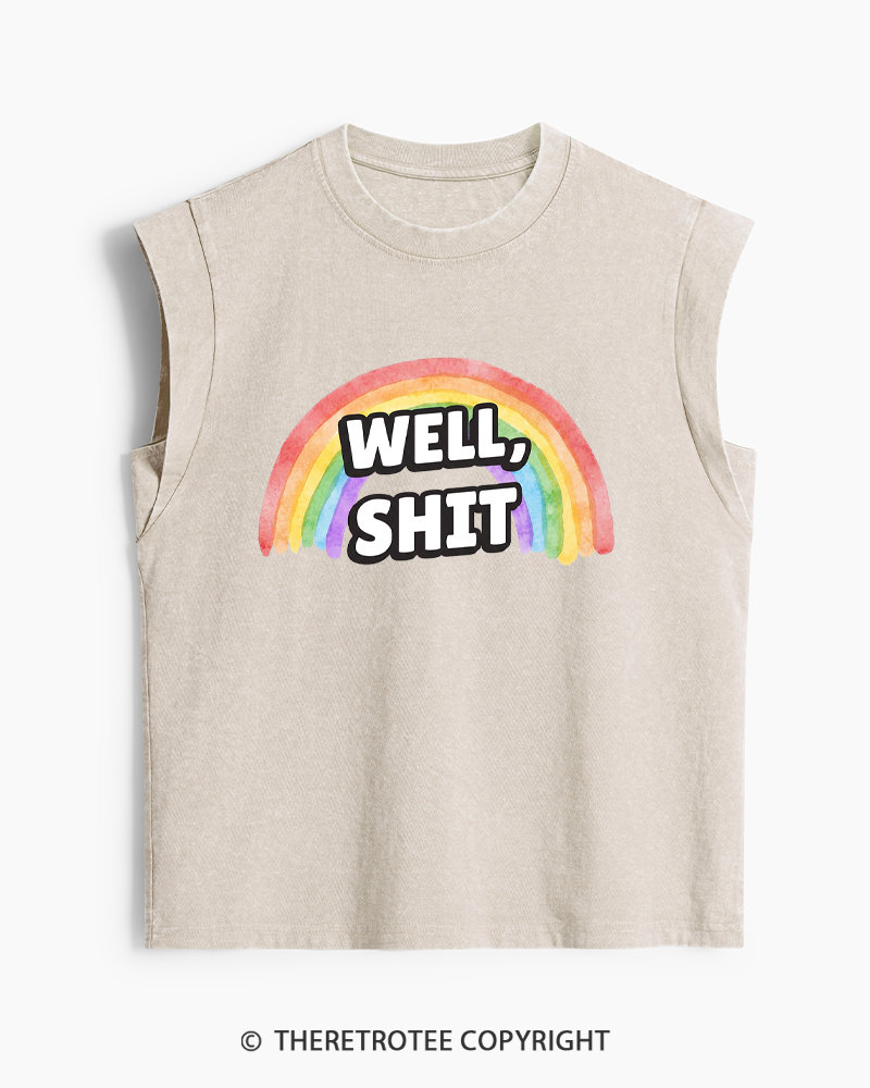 TheRetroTee Well Sht Snarky Sarcastic 1970s Washed Tank Top
