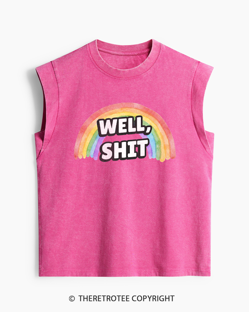 TheRetroTee Well Sht Snarky Sarcastic 1970s Washed Tank Top