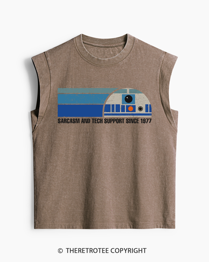 TheRetroTee Sarcasm And Tech Support 1970s Washed Tank Top