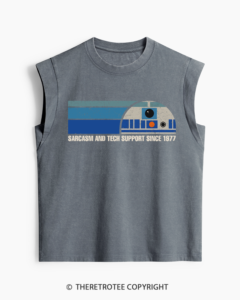 TheRetroTee Sarcasm And Tech Support 1970s Washed Tank Top