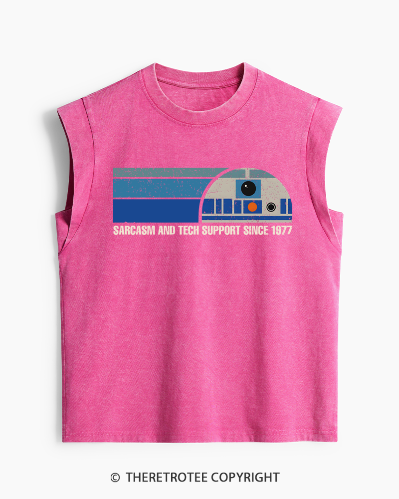 TheRetroTee Sarcasm And Tech Support 1970s Washed Tank Top