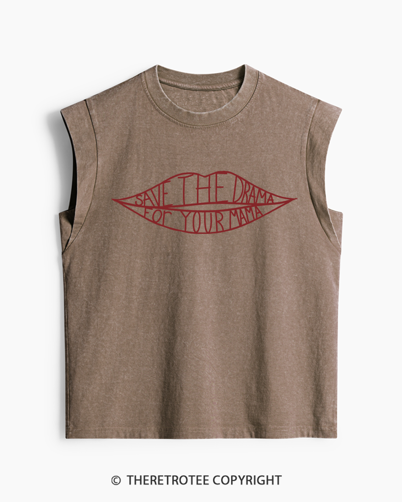 TheRetroTee Save the Drama for Your Mama 1990s Washed Tank Top