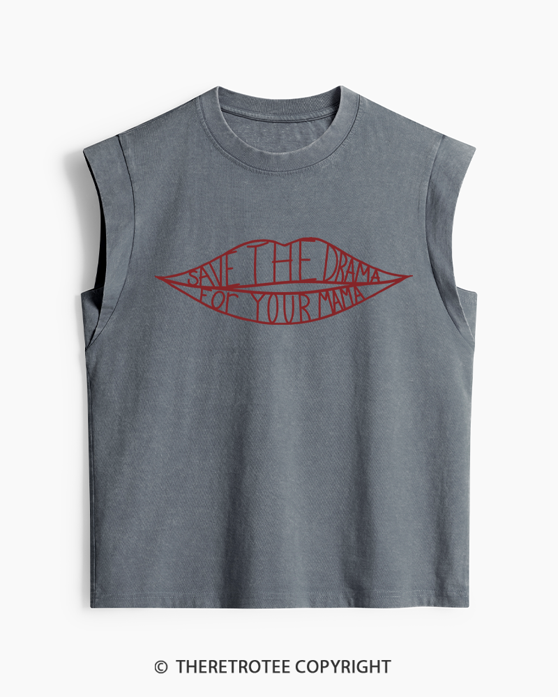 TheRetroTee Save the Drama for Your Mama 1990s Washed Tank Top