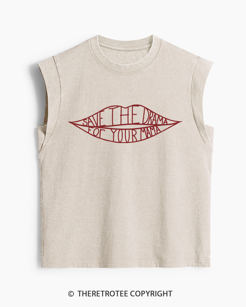 TheRetroTee Save the Drama for Your Mama 1990s Washed Tank Top