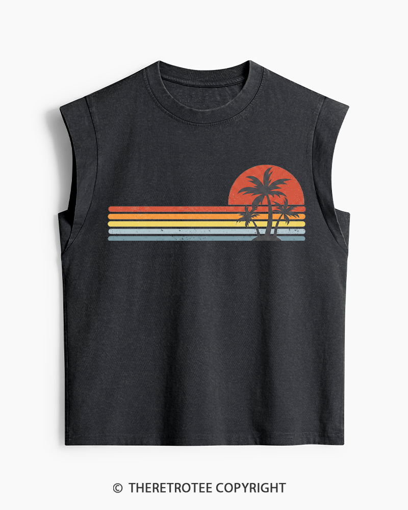 TheRetroTee Tropical Island 1980s Washed Tank Top