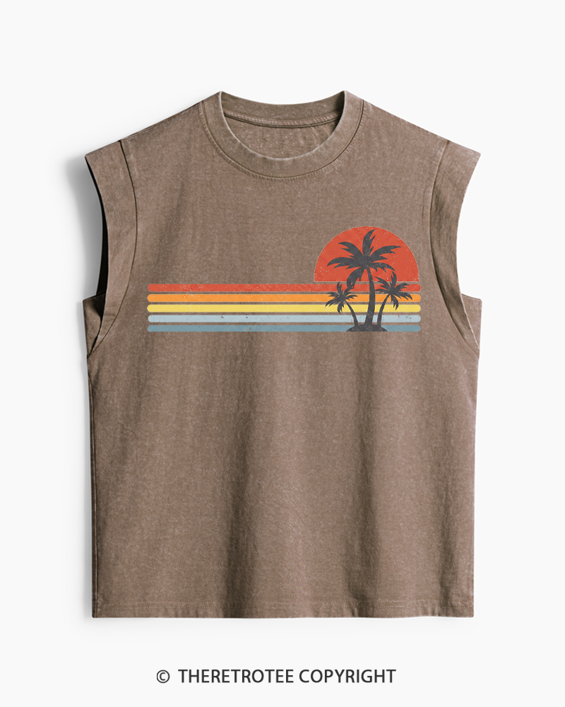 TheRetroTee Tropical Island 1980s Washed Tank Top