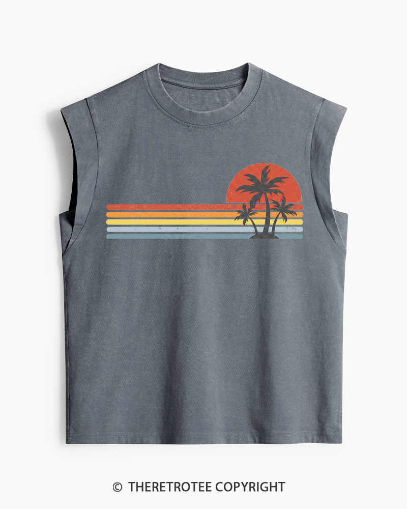TheRetroTee Tropical Island 1980s Washed Tank Top