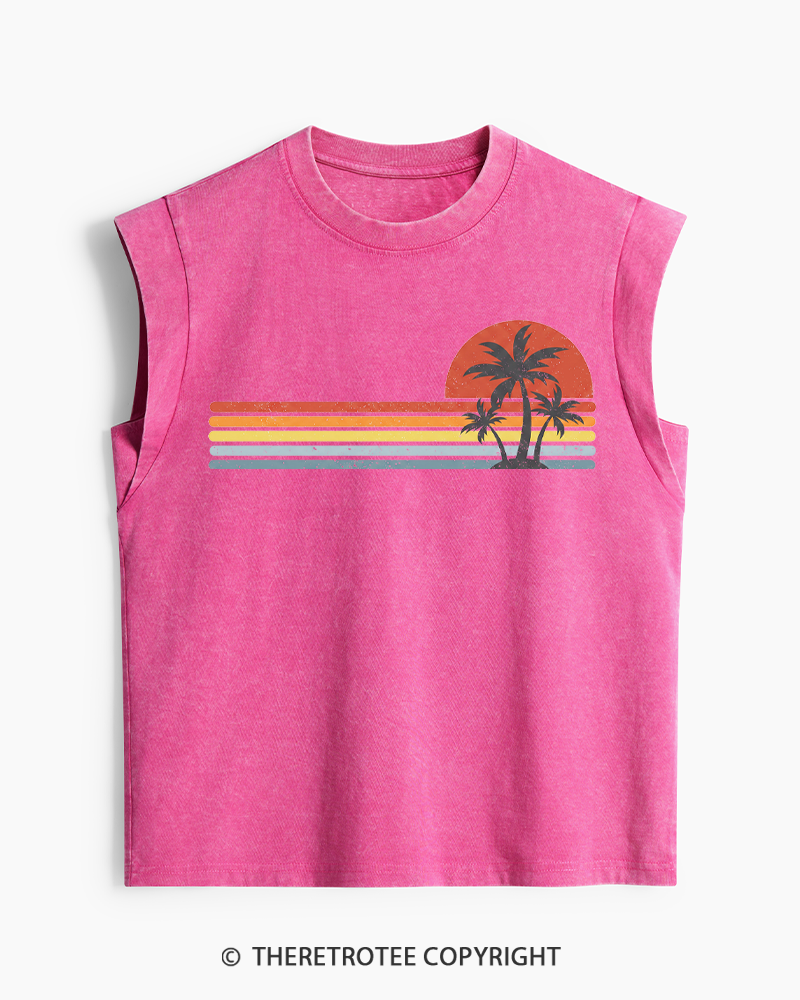 TheRetroTee Tropical Island 1980s Washed Tank Top