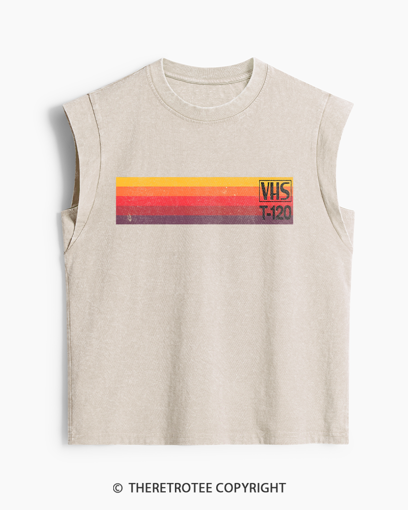 TheRetroTee Vintage VHS Nostalgia Graphic 1980s Washed Tank Top