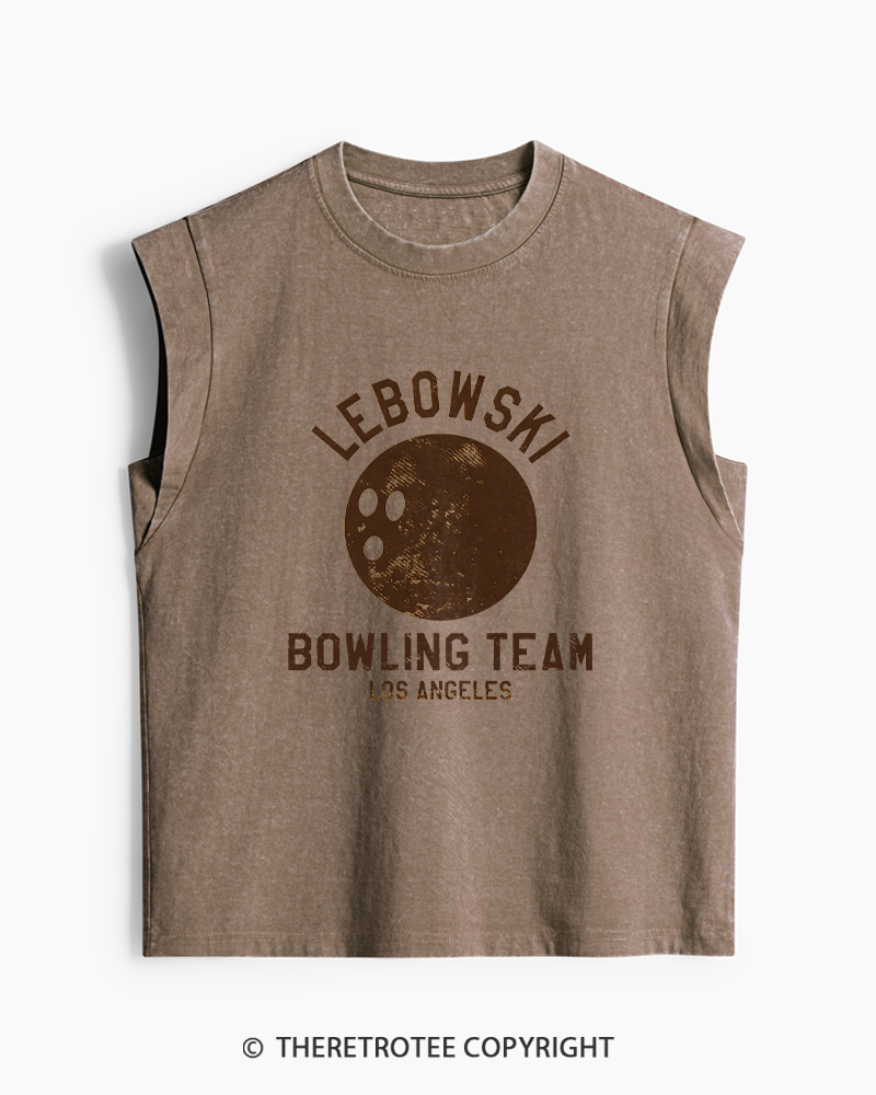 TheRetroTee Lebowski Bowling Team Los Angeles 1980s Washed Tank Top