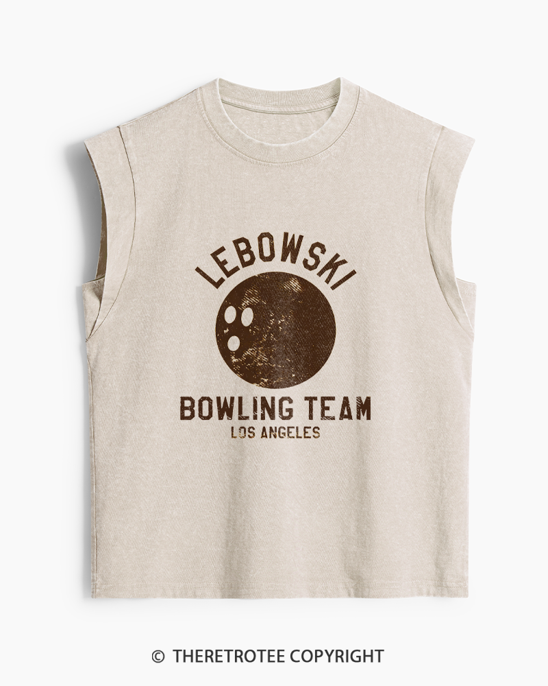 TheRetroTee Lebowski Bowling Team Los Angeles 1980s Washed Tank Top